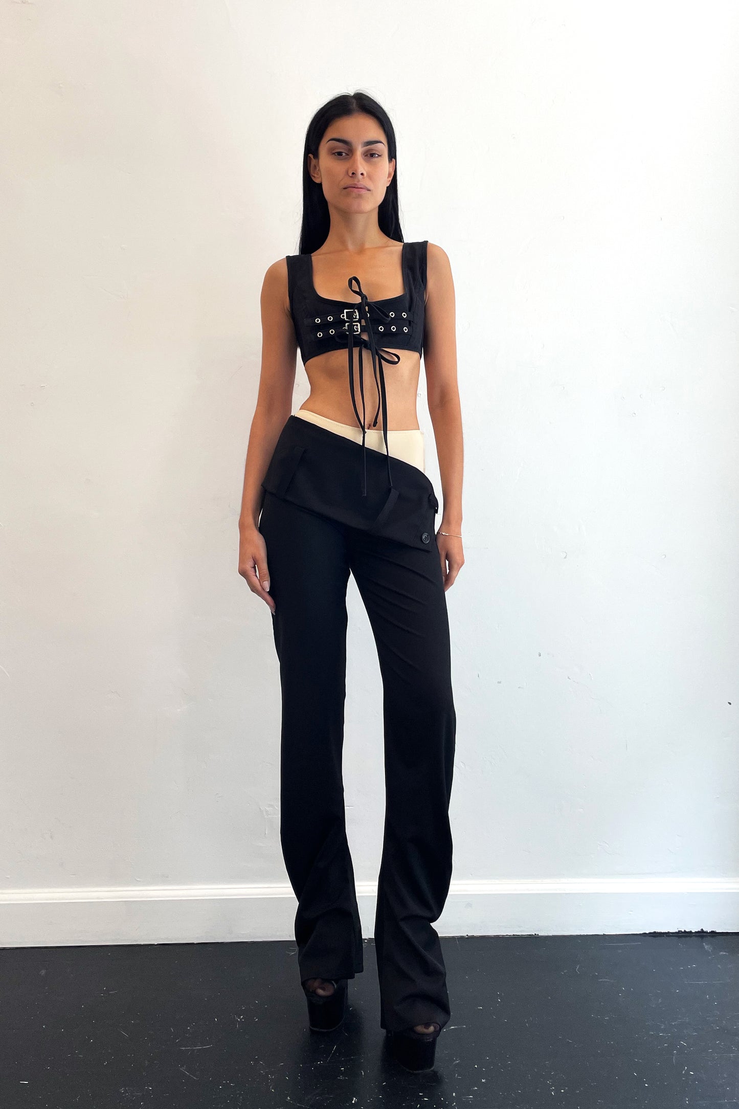 Drop Down Suit Pants Black