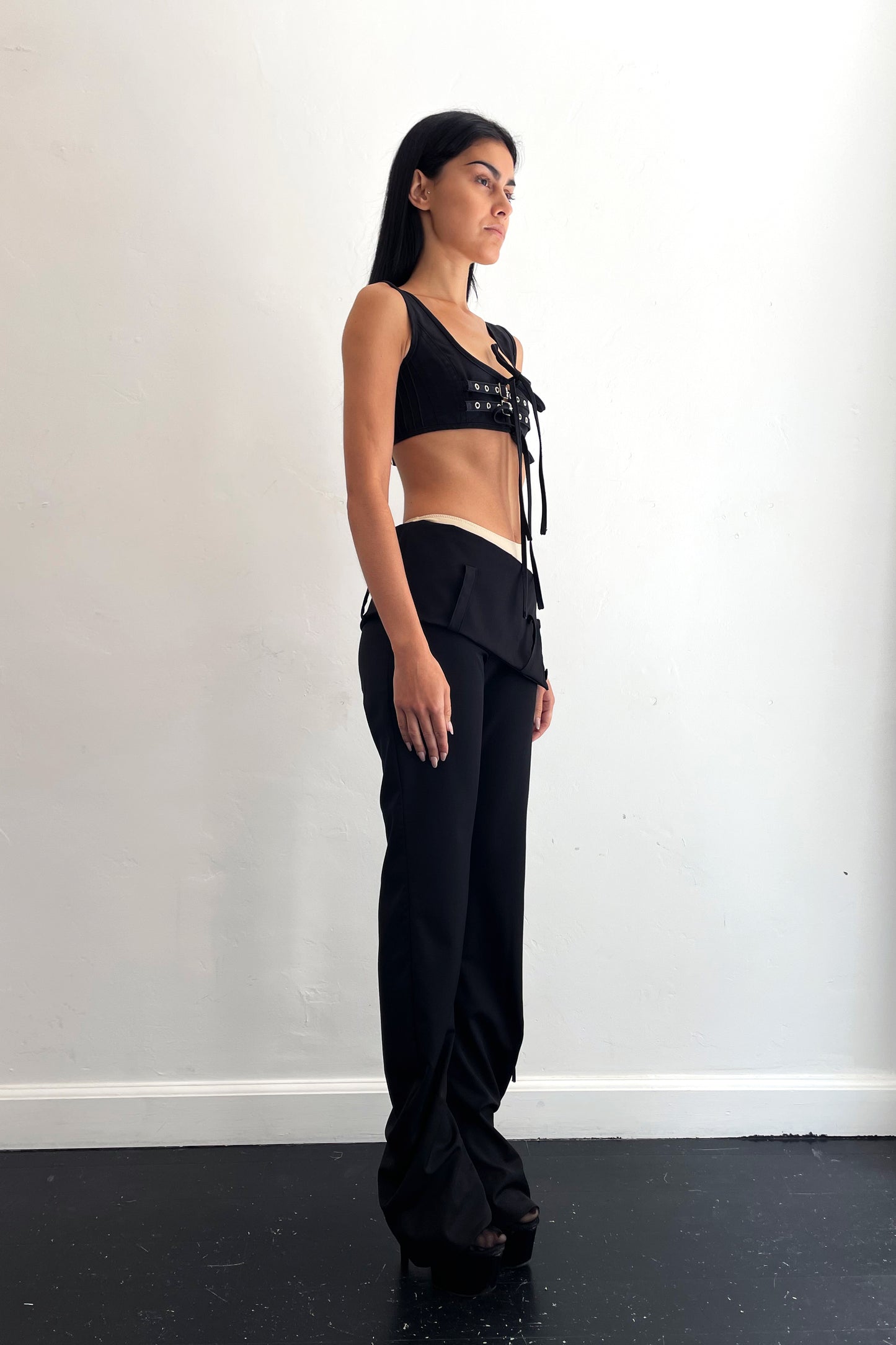 Drop Down Suit Pants Black