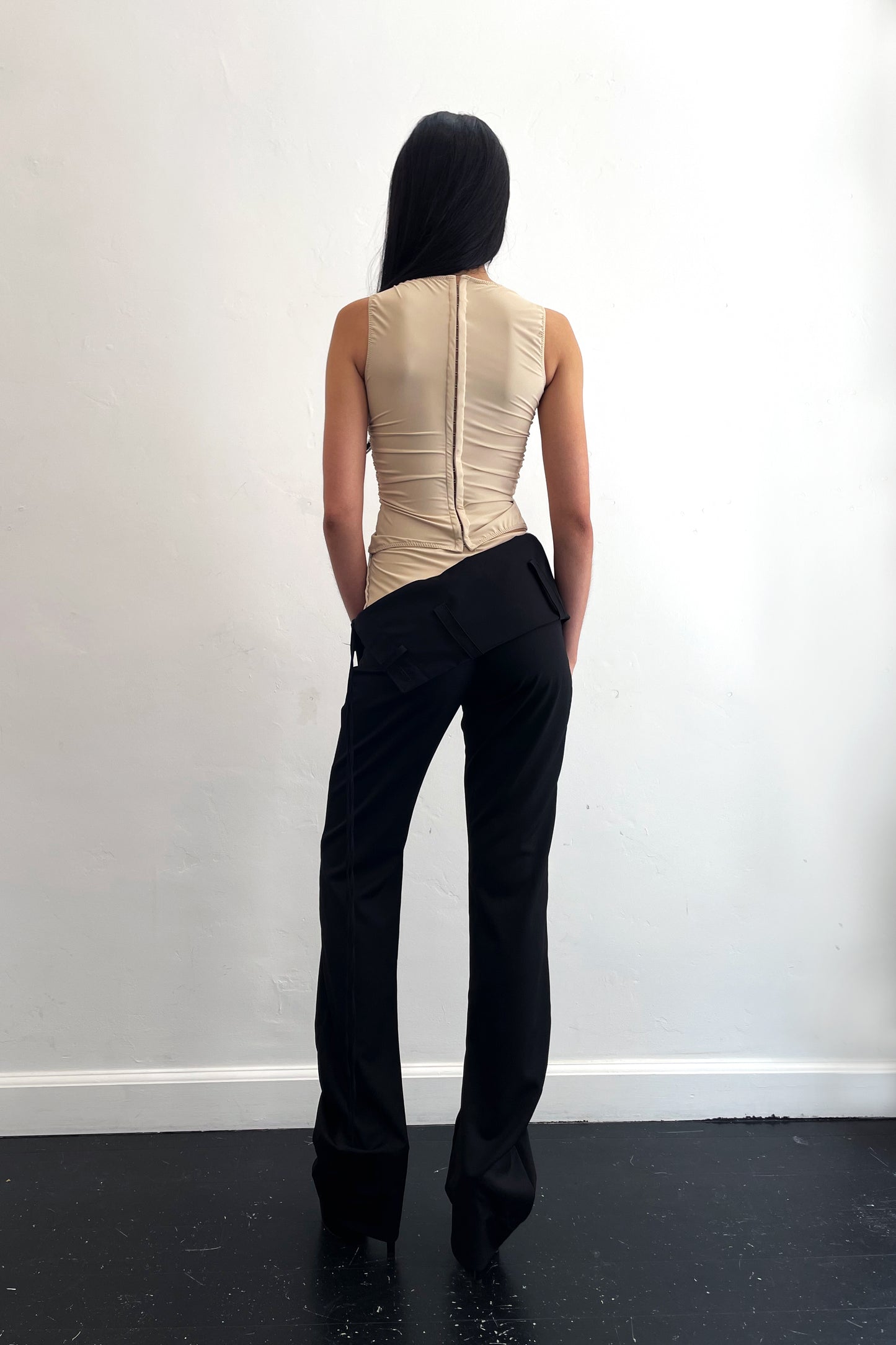 Deconstructed Shapewear Top Beige