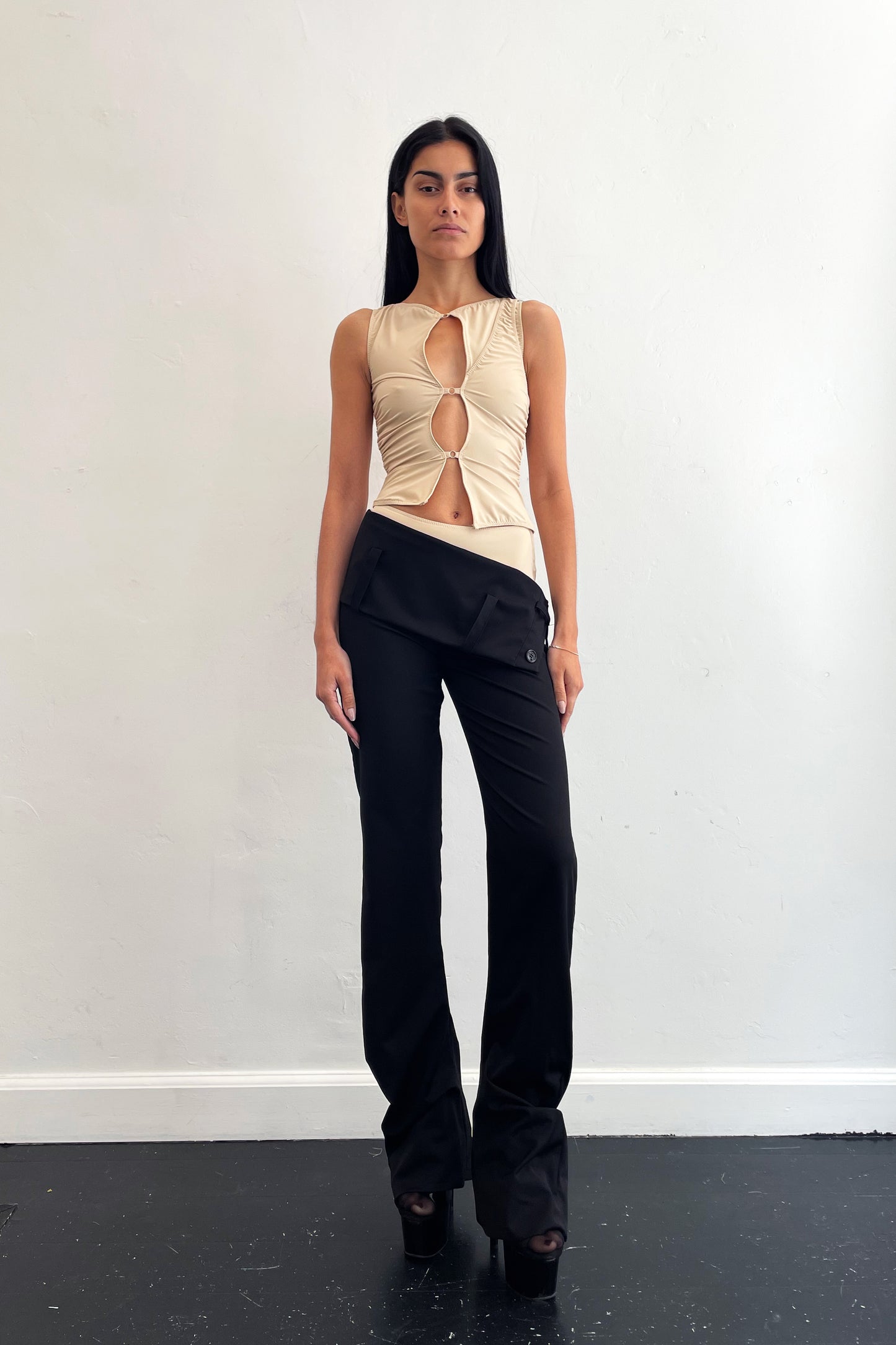 Deconstructed Shapewear Top Beige