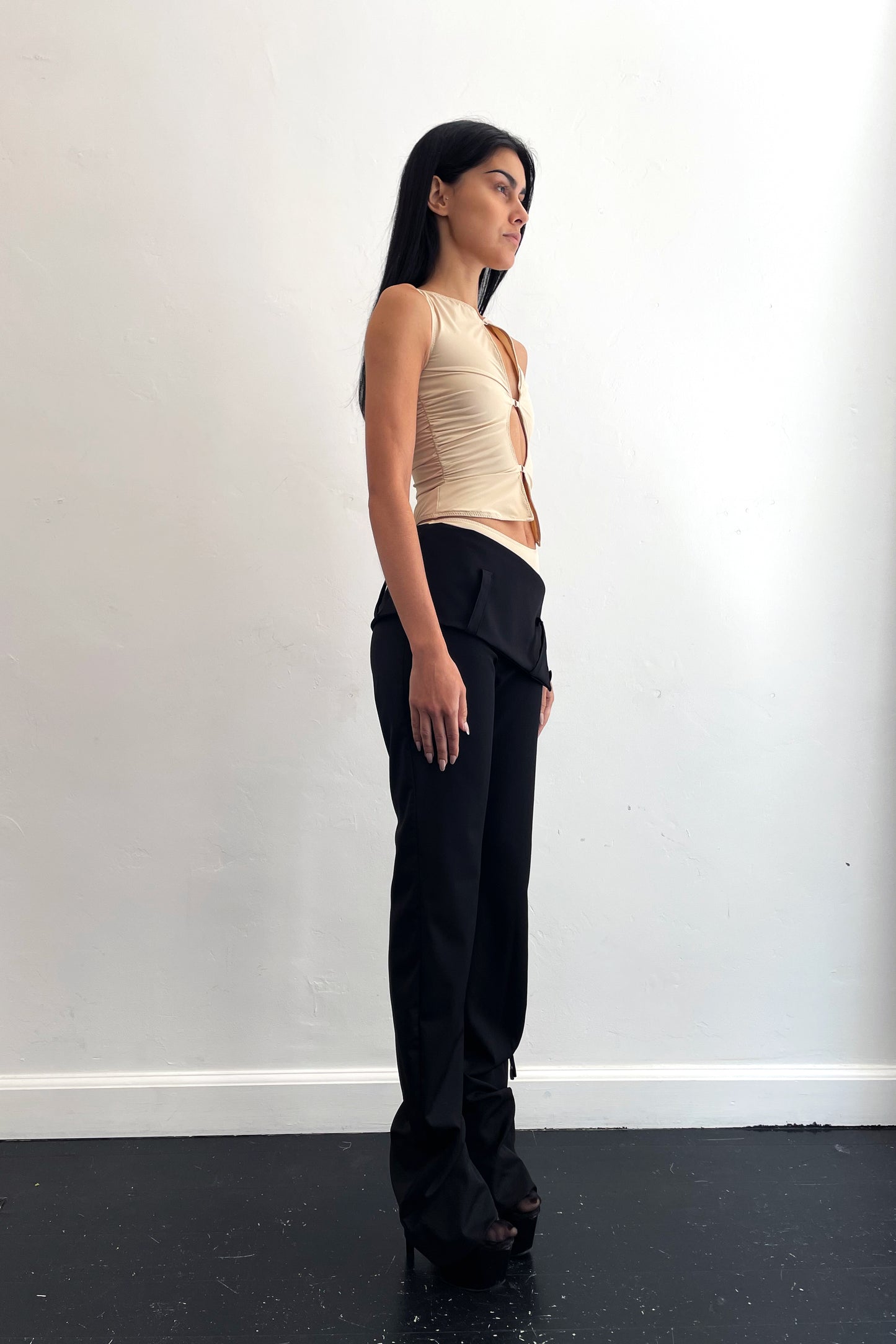 Deconstructed Shapewear Top Beige