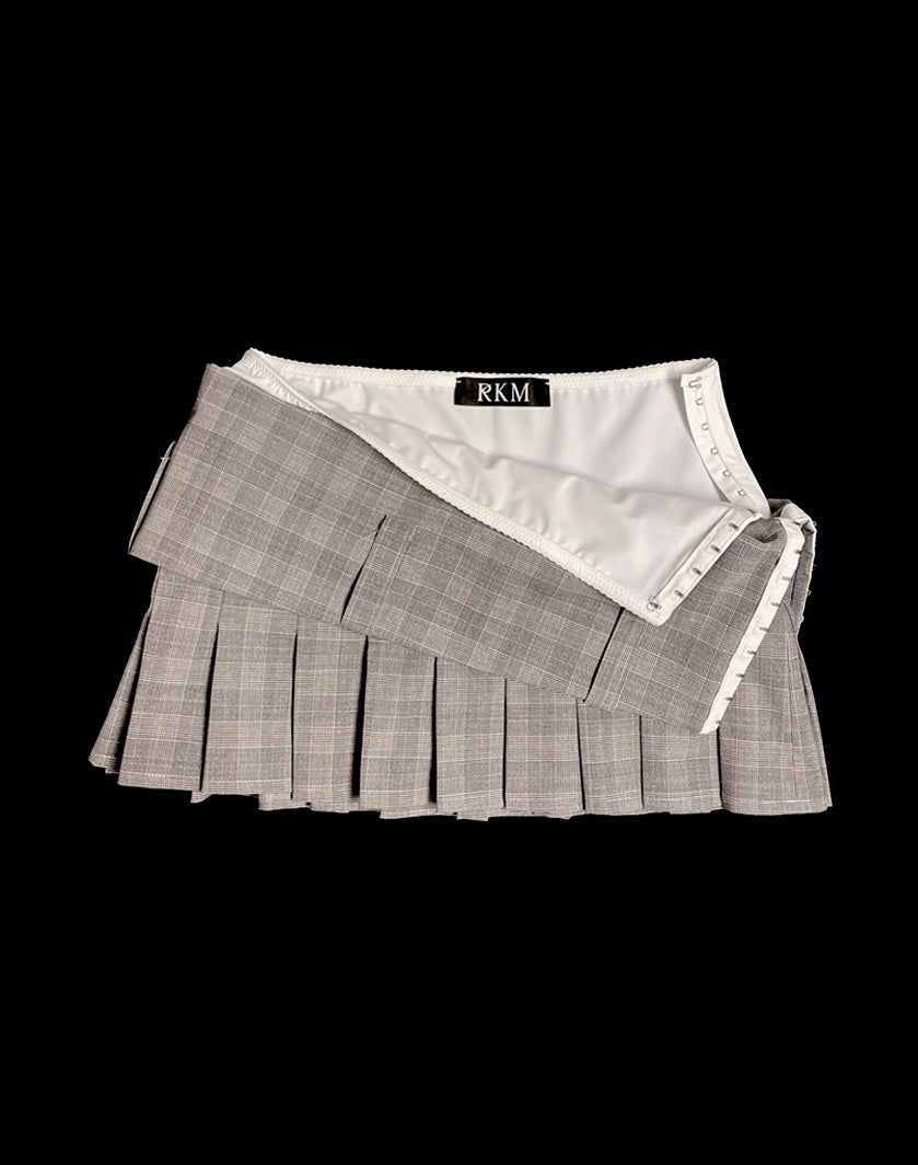Drop Down Mini Skirt White/Plaid