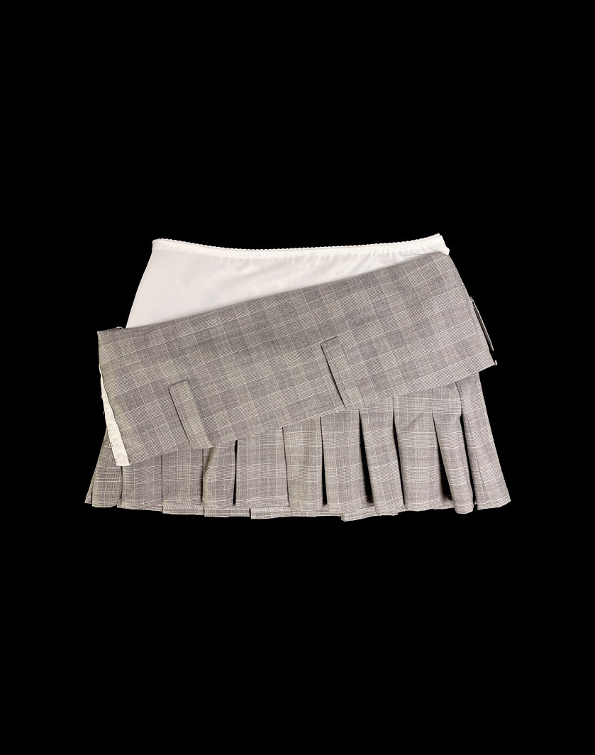 Drop Down Mini Skirt White/Plaid
