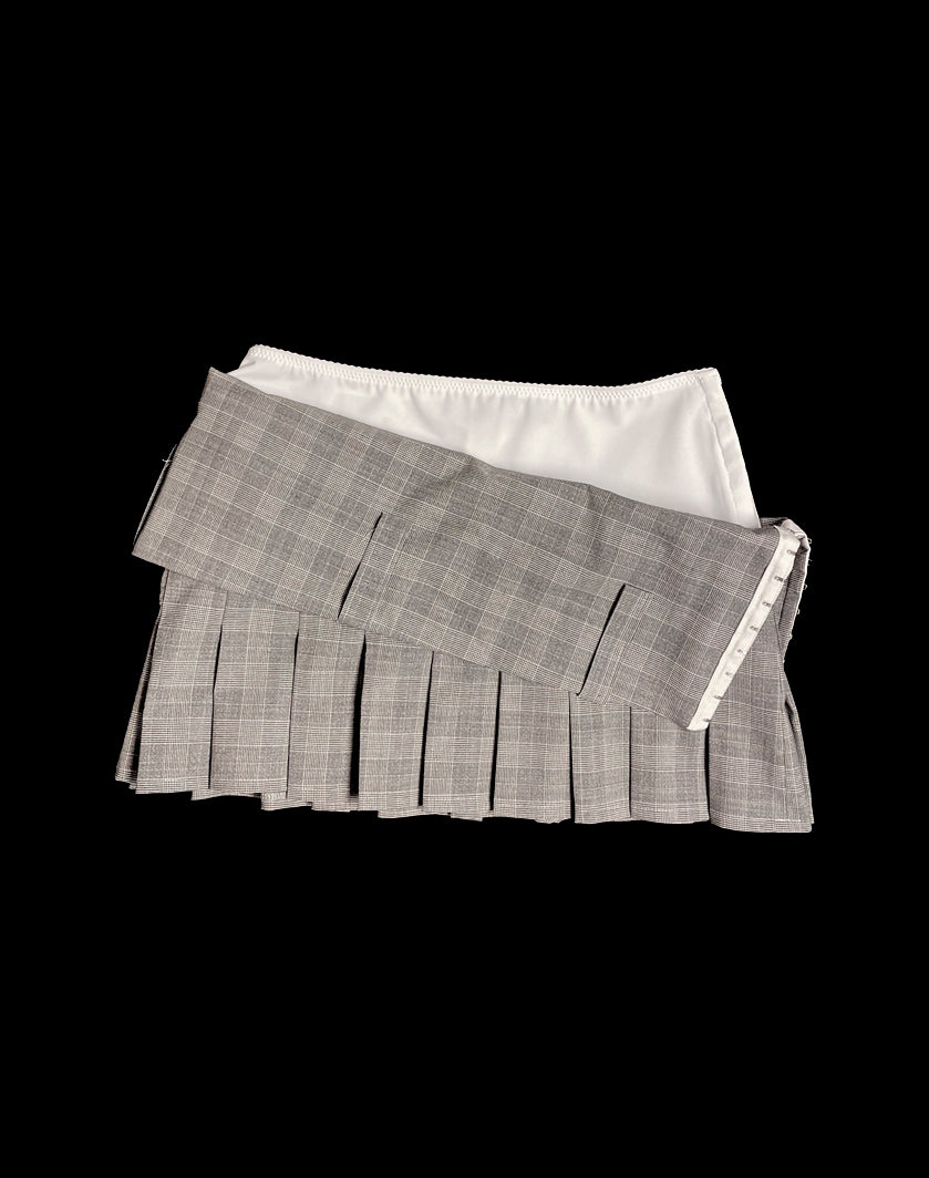 Drop Down Mini Skirt White/Plaid