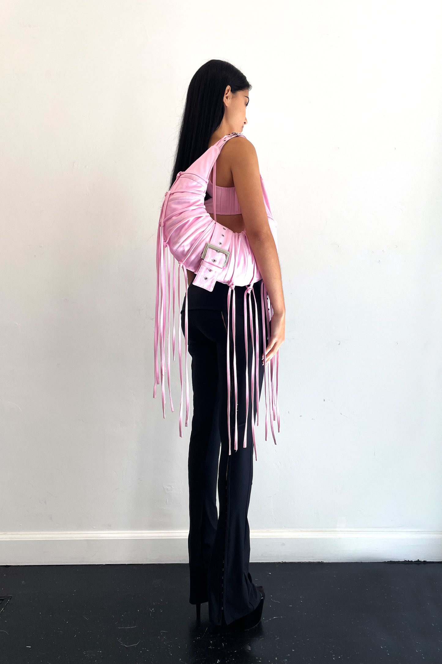 Boned Bustle Bag Pink