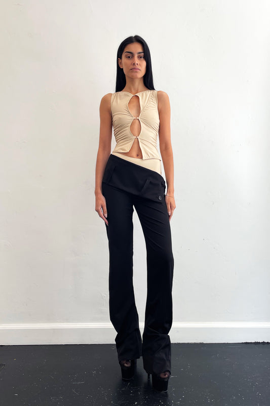 Deconstructed Shapewear Top Beige